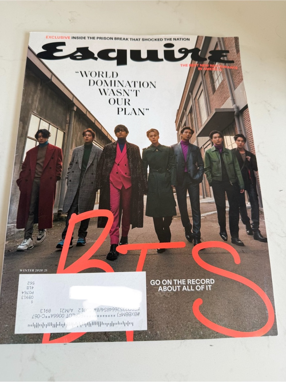 Esquire Magazine Winter 2020-21 BTS Cover - Red Accent